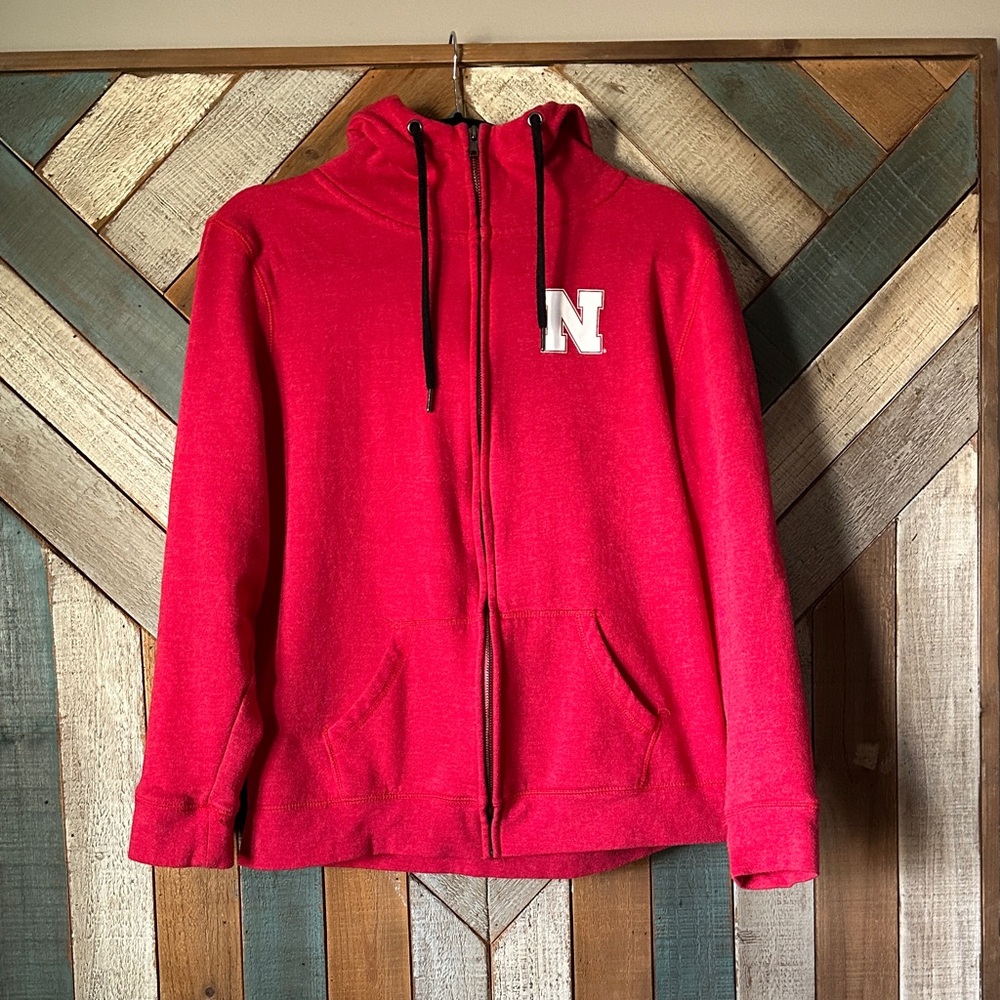 Red Nebraska Zip-Up Hoodie